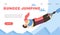 Bungee jumping website with couple making risky jump, flat vector illustration.
