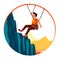 Bungee jumps, extreme and fun sport. Cartoon vector illustration. white background, label, sticker