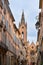 Bunk houses and belfry on a narrow street