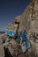 Bunker ruin at beach near Houvig, Jutland, Denmark, wall and ocean