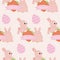 Bunnies, carrots and easter eggs, seamless pattern