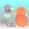 Bunnies are cute bunnies. Gray and orange bunnies. Nature and animals. Sweetness and charm. Toy hare.