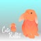 Bunnies are cute bunnies. Gray and orange bunnies. Nature and animals. Sweetness and charm. Toy hare.