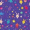 Bunnies flowers and hearts seamless pattern