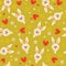 Bunnies flowers and hearts seamless pattern