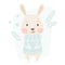 Bunny baby winter print. Cute animal in warm sweater christmas card.