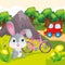 Bunny With Bicycle Near Mountain