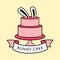 Bunny cake logo vector icon illustration