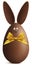 Bunny Easter chocolate egg with golden bow ribbon