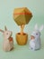 bunny family paper craft illustration