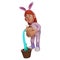 Bunny Girl 3D Cartoon Illustration pouring water on her plant