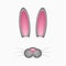 Bunny or hare face elements - ears and nose. Selfie photo and video chart filter with cartoon rabbit mask. Vector.