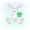 Bunny holding clover leaf