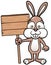 Bunny holding wooden board