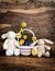 Bunny, Lamb and chick with Easter Basket - Rustic