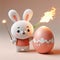 bunny playing with burning easter egg, ai generated