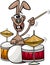 Bunny playing drums cartoon illustration