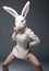 bunny Rabbit dancer in ballet dress, hot body shape, fur, bunny ears, Easter show