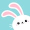 Bunny rabbit face head in the corner. Happy Easter. Cute kawaii cartoon funny smiling baby character. White farm animal. Flat