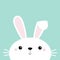 Bunny rabbit face head. Cute cartoon kawaii funny baby character. Long ears. Happy Easter. Farm animal collection. Blue background