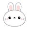 Bunny rabbit round face head line icon. Doodle linear sketch. Black contour silhouette. Pink ears. Happy Easter. Cute cartoon