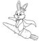 Bunny riding a carrot coloring page