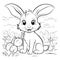 Bunny With A Ripe Tasty Carrot Coloring Page For Kids