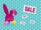 Bunny sale easter banner vector