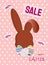 Bunny sale easter banner vector