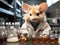 Bunny scientist conducts experiments with test tubes