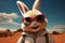 Bunny with shades embarks on an animated desert adventure quest