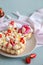 Bunny shaped tart for Easter with fresh strawberry