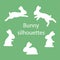 Bunny silhouettes in different poses