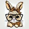 Bunny Takes on the Wild Side: Cute Leopard Bandana and Glasses Combo AI Generated