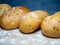 Buns stuffed with onions. Lush flour products. Hearty food. Unhealthy food. wheat flour bun