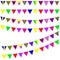 Bunting and garland set isolated on white background. Colorful festive flags. Vector pennant illustration. Design elements