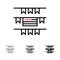 Buntings, Party Decoration, American Bold and thin black line icon set
