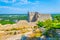 Buoux Castle overlooking Luberon regional natural park in France
