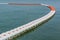 buoy barrier on sea surface to protect people from boat