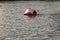 Buoy and bridle mooring red-white large anchor for large ships.