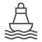 Buoy line icon, nautical concept, Sea buoy floating on waves sign on white background, nautical direction buoy icon in