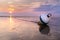 Buoy at low tide beach sunset