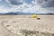 Buoy in the waterless Forggensee lake in Bavaria, Germany