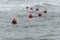 Buoys floating rough sea