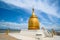 Buphaya Paya Pagoda against blue sky is a golden pagoda located in Bagan in Myanmar near Irrawaddy River