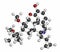 Buprenorphine opioid addiction and pain killer drug molecule. Atoms are represented as spheres with conventional color coding:
