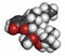 Buprenorphine opioid addiction and pain killer drug molecule. Atoms are represented as spheres with conventional color coding: