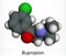 Bupropion, C13H18ClNO molecule. It is used for the treatment of Major Depressive Disorder MDD, Seasonal Affective Disorder SAD