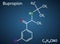 Bupropion, C13H18ClNO molecule. It is used for the treatment of Major Depressive Disorder MDD, Seasonal Affective Disorder SAD