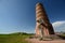 The Burana tower and the castle foundations hill. Tokmok. Chuy Region. Kyrgyzstan